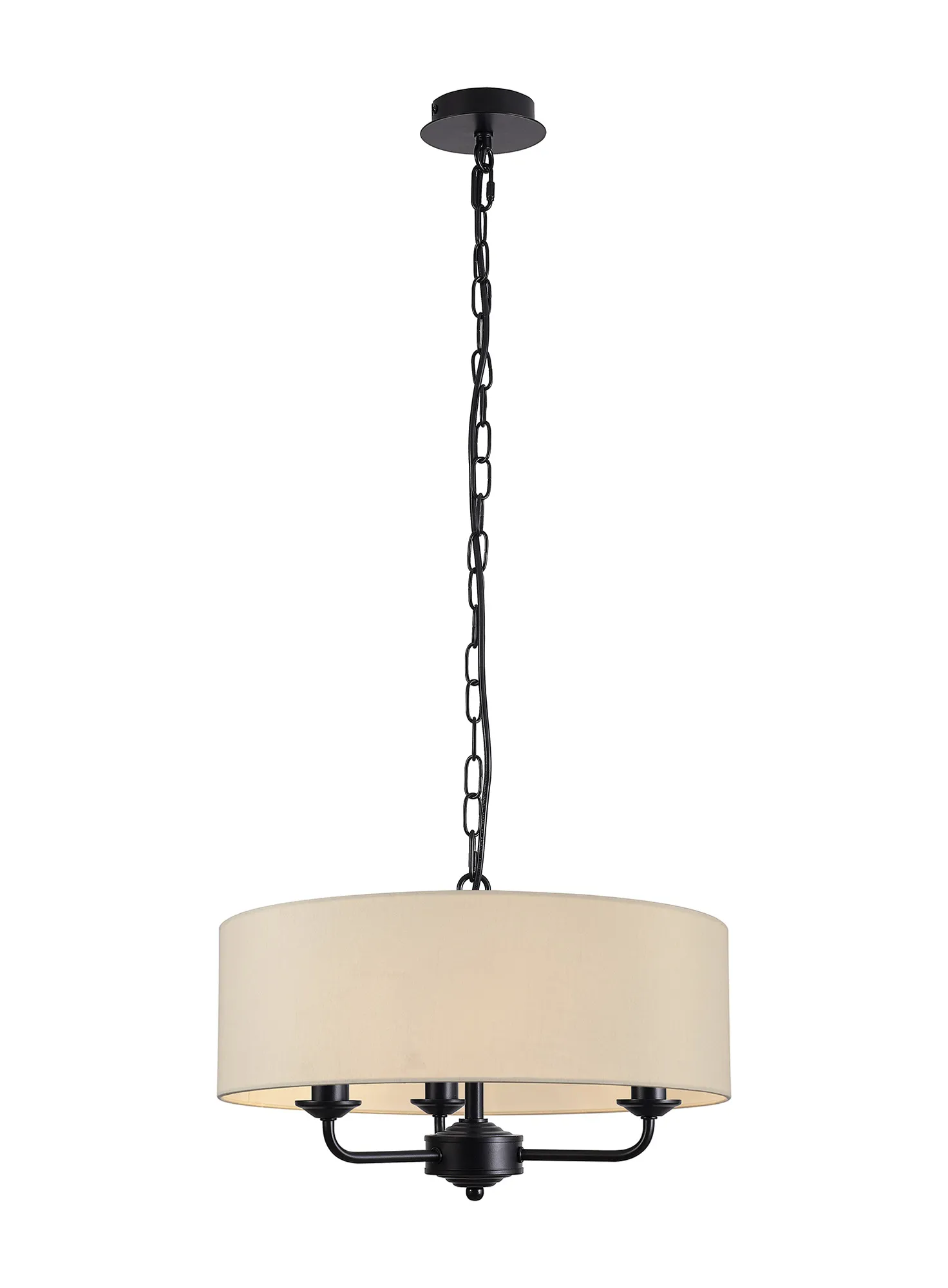 Banyan 45cm 3 Light Pendant Matt Black; Ivory Pearl